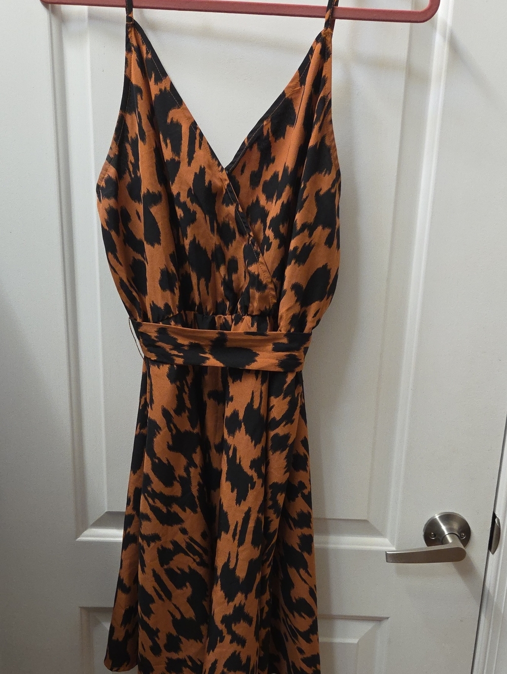 Rust and Black Animal Print Slip Dress